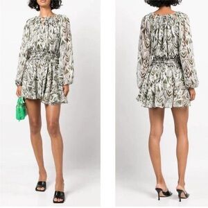 Anthropologie MISA LA Mercy Chiffon Mini Dress XS Green NWT